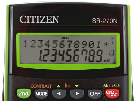 Калькулятор научный 10+2 разрядов Citizen SR-270NGR, черный с зеленым