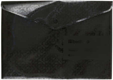 Папка-конверт пластиковая на кнопке Berlingo DoubleBlack А4+, толщина пластика 0,18 мм, черная с рисунком