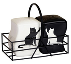 Набор для специй керамический Sima-Land, 2 шт., 10×11×6,5 см, солонка и перечница, «Коты», на подставке