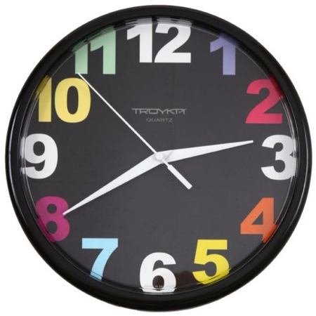 Часы настенные «Тройка», черный фон, черная рамка Часы настенные «Тройка», черный фон, черная рамка