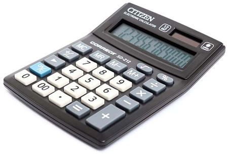 Калькулятор 12-разрядный Citizen SD-212 компактный, серый