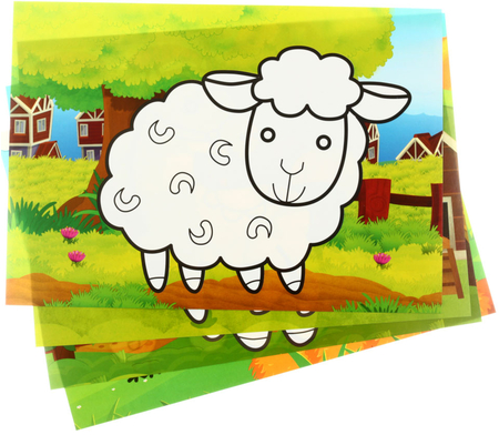 Раскраска «Раскрась пластилином» А4, «В деревне», 4 картинки Раскраска «Раскрась пластилином» А4, «В деревне», 4 картинки