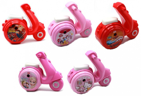 Точилка механическая «Мопед», 1 отверстие, с контейнером, ассорти