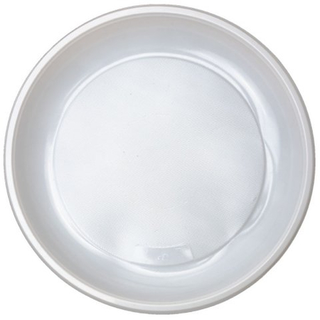 Тарелка одноразовая пластиковая, плоская, диаметр 22 см, белая