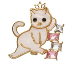 Брошь «Кошка» Sima-Land, 4×3×1 см, «В короне», бело-розовая с золотистым