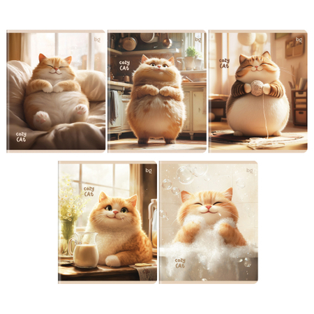 Тетрадь общая А5, 48 л. на скобе BG Cozy Cat, 165*202 мм, клетка, ассорти Тетрадь общая А5, 48 л. на скобе BG Cozy Cat, 165*202 мм, клетка, ассорти