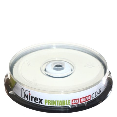 Компакт-диск CD-R Mirex Printable, 48x, 10 шт., в тубе