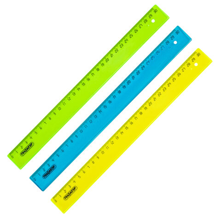 Линейка пластиковая «Пифагор» Neon, 30 см, прозрачная неон, ассорти