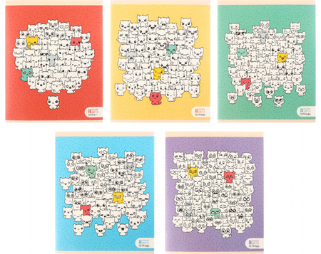 Тетрадь общая А5, 48 л. на скобе «Собрание», 160*200 мм, клетка, ассорти