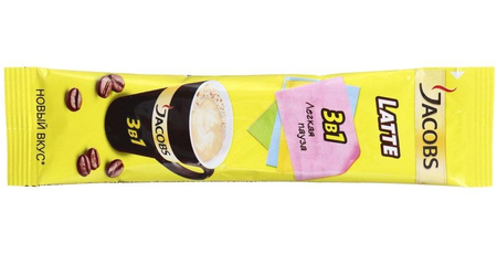 Напиток кофейный растворимый Jacobs 3в1, 13 г, Latte, в стике Напиток кофейный растворимый Jacobs 3в1, 13 г, Latte, в стике