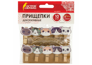 Прищепки декоративные со шпагатом, 10 шт., длина 3,5 см