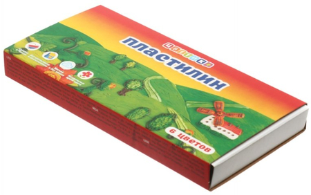 Пластилин «Цветик», 6 цветов, 120 г, со стекой