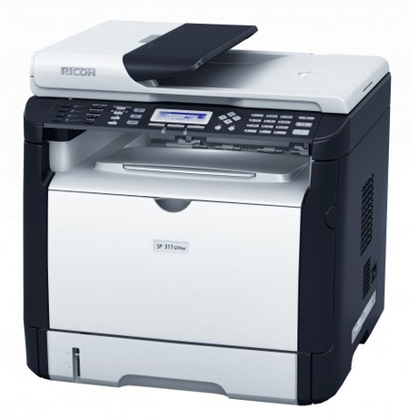 МФУ Ricoh SP 311SFN, A4, лазерная черно-белая печать 1200x600 dpi, сканер 1200x1200 dpi, дисплей, факс