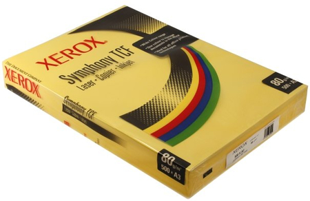 Бумага офисная цветная Xerox Symphony TCF, А3 (297*420 мм), 80 г/м2, 500 л., лимонная