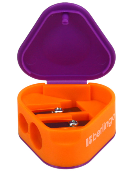 Точилка пластиковая Berlingo Envy, 2 отверстия, с контейнером, ассорти