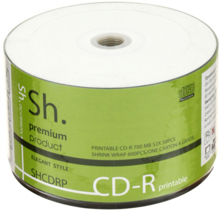 Компакт-диск CD-R Sh. Printable, 52x, 50 шт., в тубе Компакт-диск CD-R Sh. Printable, 52x, 50 шт., в тубе