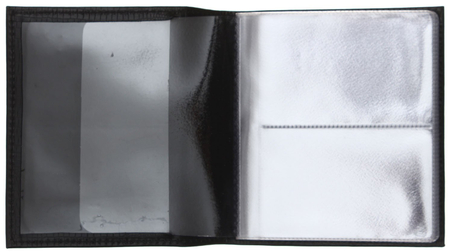 Визитница из натуральной кожи «Кинг» 4327, 115*125 мм, 2 кармана, 18 листов, рифленая черная