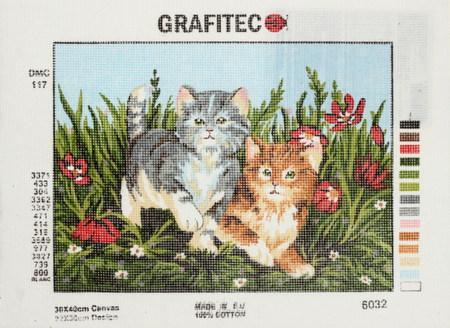 Набор для вышивания «Основа с рисунком» Grafitec, 40*30 см, «Веселые котята»