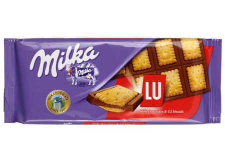 Шоколад Milka, 87 г, молочный шоколад с печеньем LU