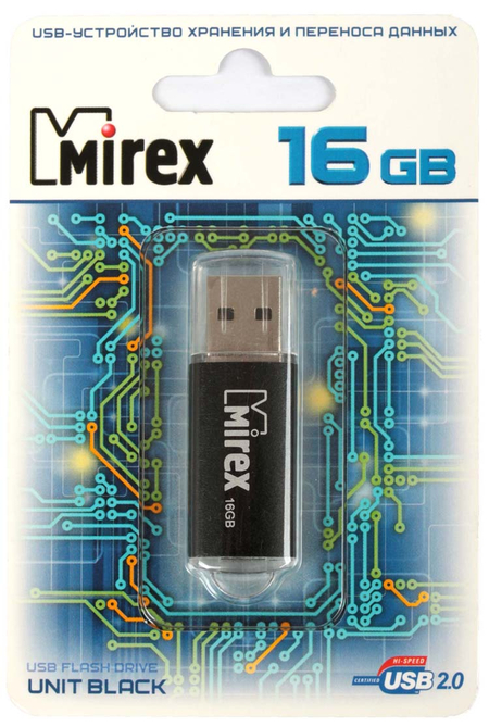 Флэш-накопитель Mirex Unit, 16Gb, корпус черный