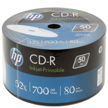 Компакт-диск CD-R HP Inkjet-Printable, 52x, 50 шт. в тубе 
