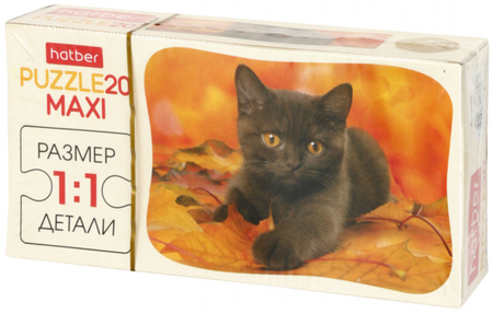 Пазлы Hatber Maxi, 23*16,5 см, 20 элементов, «Котенок» Пазлы Hatber Maxi, 23*16,5 см, 20 элементов, «Котенок»