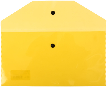 Папка-конверт пластиковая на кнопке «Стамм.» С6+, толщина пластика 0,15 мм, прозрачная желтая