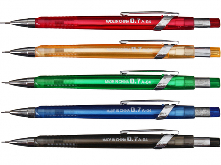 Карандаш автоматический А-04, толщина грифеля 0,7 мм, корпус ассорти