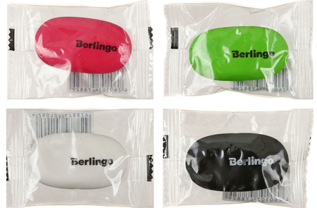 Ластик Berlingo Ergonomic, 50*30*8 мм, ассорти