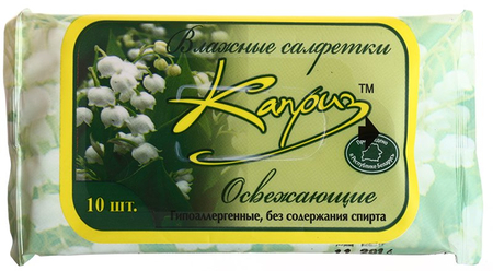 Салфетки влажные «Каприз», 10 шт., освежающие, ассорти Салфетки влажные «Каприз», 10 шт., освежающие, ассорти