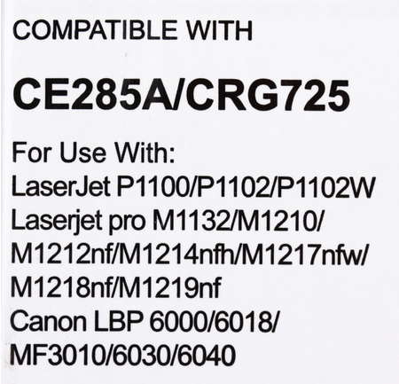 Тонер-картридж Tech CE285А/CRG725, черный, ресурс 1600 страниц Тонер-картридж Tech CE285А/CRG725, черный, ресурс 1600 страниц