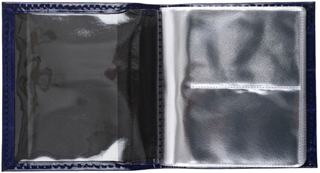 Визитница из натуральной кожи «Кинг» 4327, 115*125 мм, 2 кармана, 18 листов, рифленая синяя (крупное рифление)