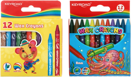 Карандаши восковые Wax Crayons, 12 цветов, 12 шт., диаметр 8 мм, длина 90 мм, ассорти