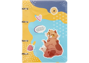 Тетрадь общая А5, 80 л. на кольцах «ПандаРог», 160×215 мм, клетка, «Творческие котики»