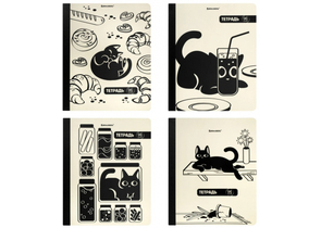 Тетрадь общая А5, 96 л. сшивка Brauberg «Кот-Непоседа», 165×205 мм, клетка, ассорти