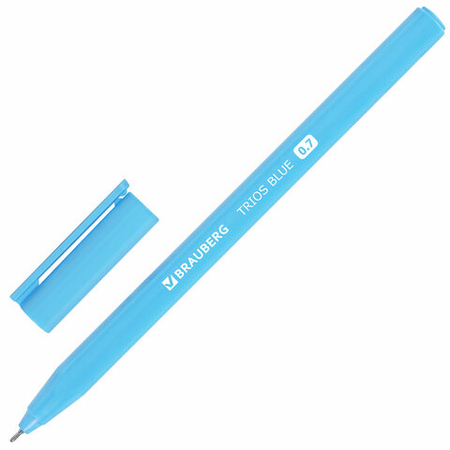 Ручка шариковая одноразовая Brauberg Trios Blue, корпус голубой, стержень синий Ручка шариковая одноразовая Brauberg Trios Blue, корпус голубой, стержень синий