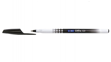 Ручка шариковая одноразовая Linc Offix , корпус белый с черным, стержень черный