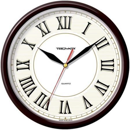 Часы настенные «Тройка», рамка бордовая, циферблат белый