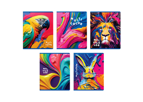 Тетрадь общая А5, 96 л. на скобе BG Multi, 160×200 мм, клетка, ассорти