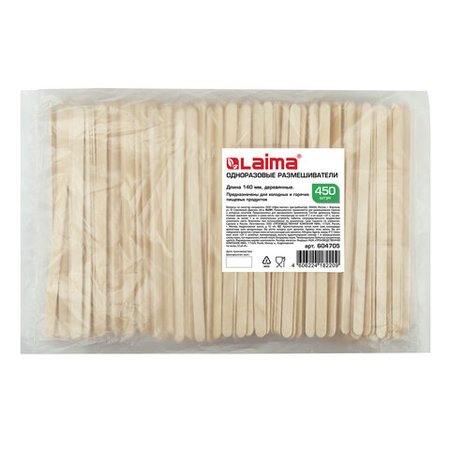 Размешиватели для напитков одноразовые деревянные Laima, длина 140 мм, 450 шт.