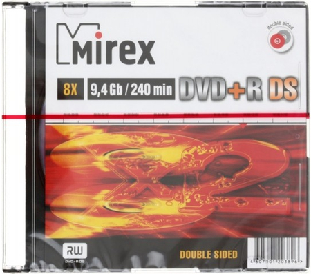Компакт-диск DVD+R Mirex Double Side Slim case, 8x, в индивидуальной пластиковой упаковке Компакт-диск DVD+R Mirex Double Side Slim case, 8x, в индивидуальной пластиковой упаковке