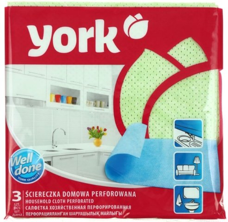 Салфетки хозяйственные перфорированные York, 34*35 см, 3 шт., ассорти Салфетки хозяйственные перфорированные York, 34*35 см, 3 шт., ассорти
