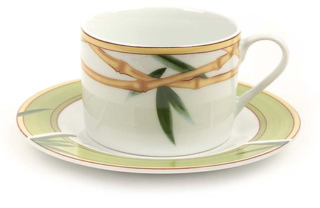 Чашка фарфоровая с блюдцем, 250 мл, «Бамбук зеленый» Чашка фарфоровая с блюдцем, 250 мл, «Бамбук зеленый»