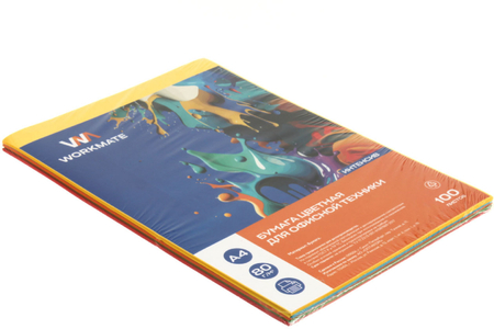 Бумага офисная цветная Workmate (интенсив), А4 (210*297 мм), 80 г/м2, 100 л. (5 цветов*20 л.)