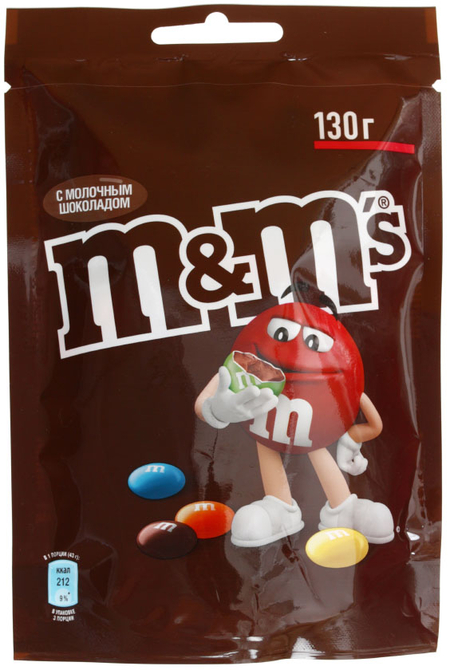 Драже M&M's, 130 г, с молочным шоколадом