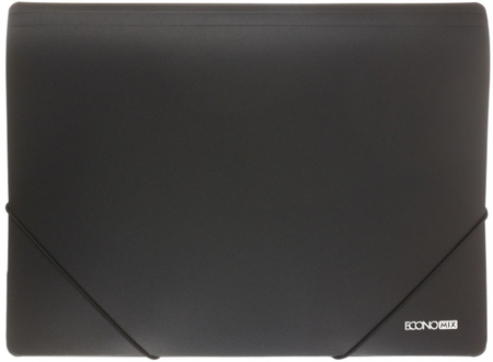 Папка пластиковая на резинке Economix, толщина пластика 0,5 мм, черная