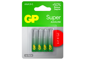 Батарейки щелочные GP Super G-Tech, AAA, LR03, 1.5V, 4 шт.