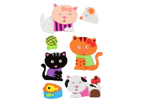 Наклейки декоративные (EVA материал), 7 шт., «Котики» (объемные, многоразовые)