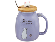 Кружка керамическая с деревянной крышкой и ложкой «Эврика»