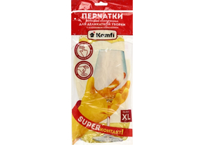 Перчатки латексные хозяйственные с хлопковым напылением A.D.M., размер XL, для деликатной уборки